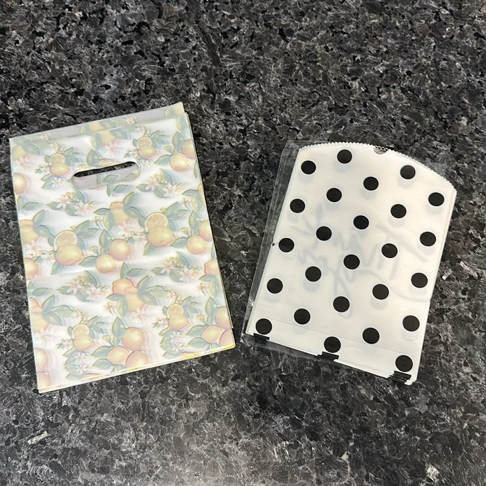 Lemon Print and Polka Dot Thank You Bags